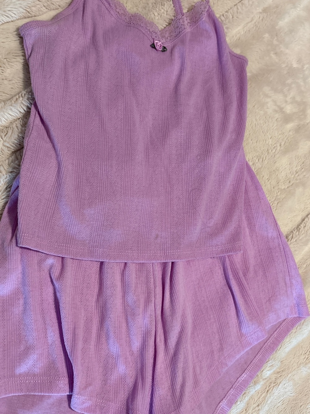Lavender Lace Trim Cami and Shorts Set